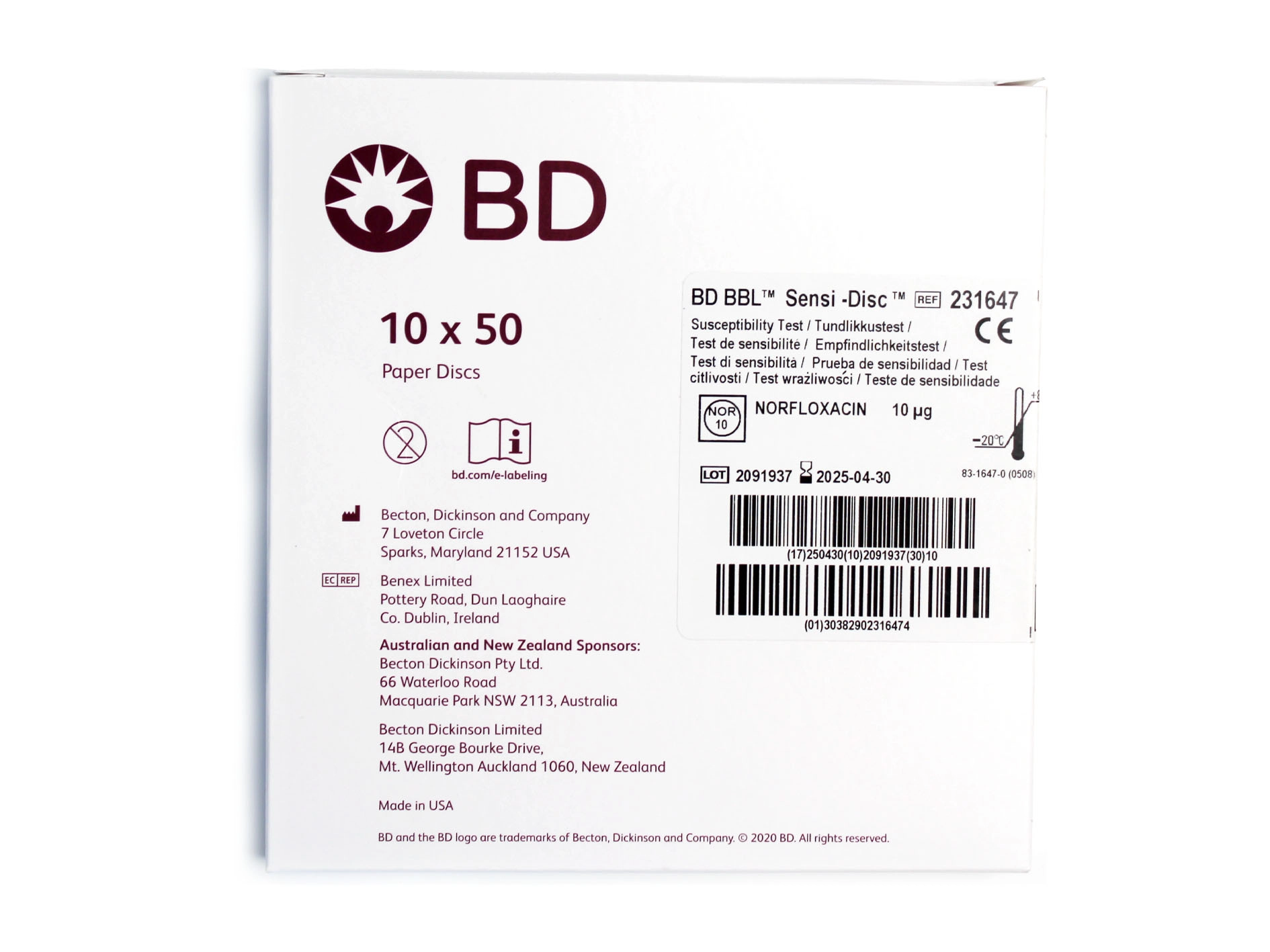 BD BBL  Sensi-Disc  Norfloxacin 10 µg